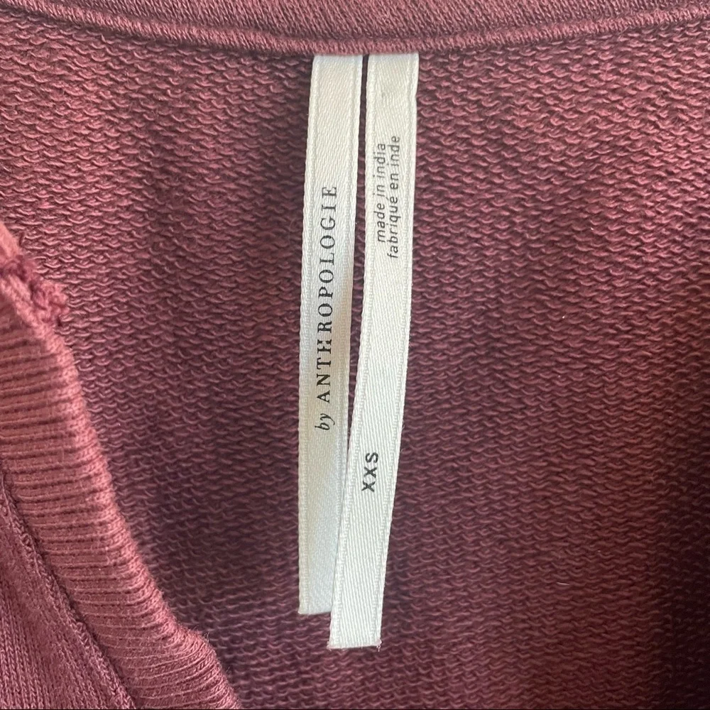 ANTHROPOLOGIE MAROON EYELET COTTON Y-NECKLINE SWEATSHIRT